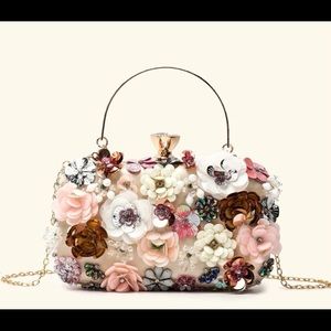 New Floral rhinestone clutch shoulder evening bag